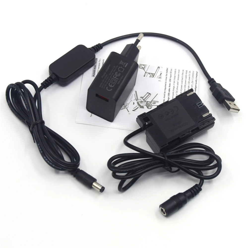 QC3.0 USB Charger + LC-E6E USB Cable + DR-E6 Full Decoded LP-E6 Fake Battery for Canon EOS 70D 80D 90D 6D 7D 5D Mark II III IV 5