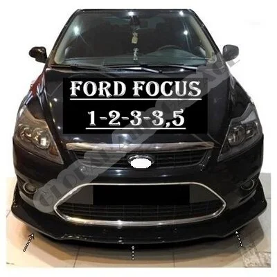 For Ford Focus 1-2-3-3,5 Front Bumper Attachment Lip 2000-2020 Piano Glossy Black Splitter Diffuser Universal Spoiler Bumper