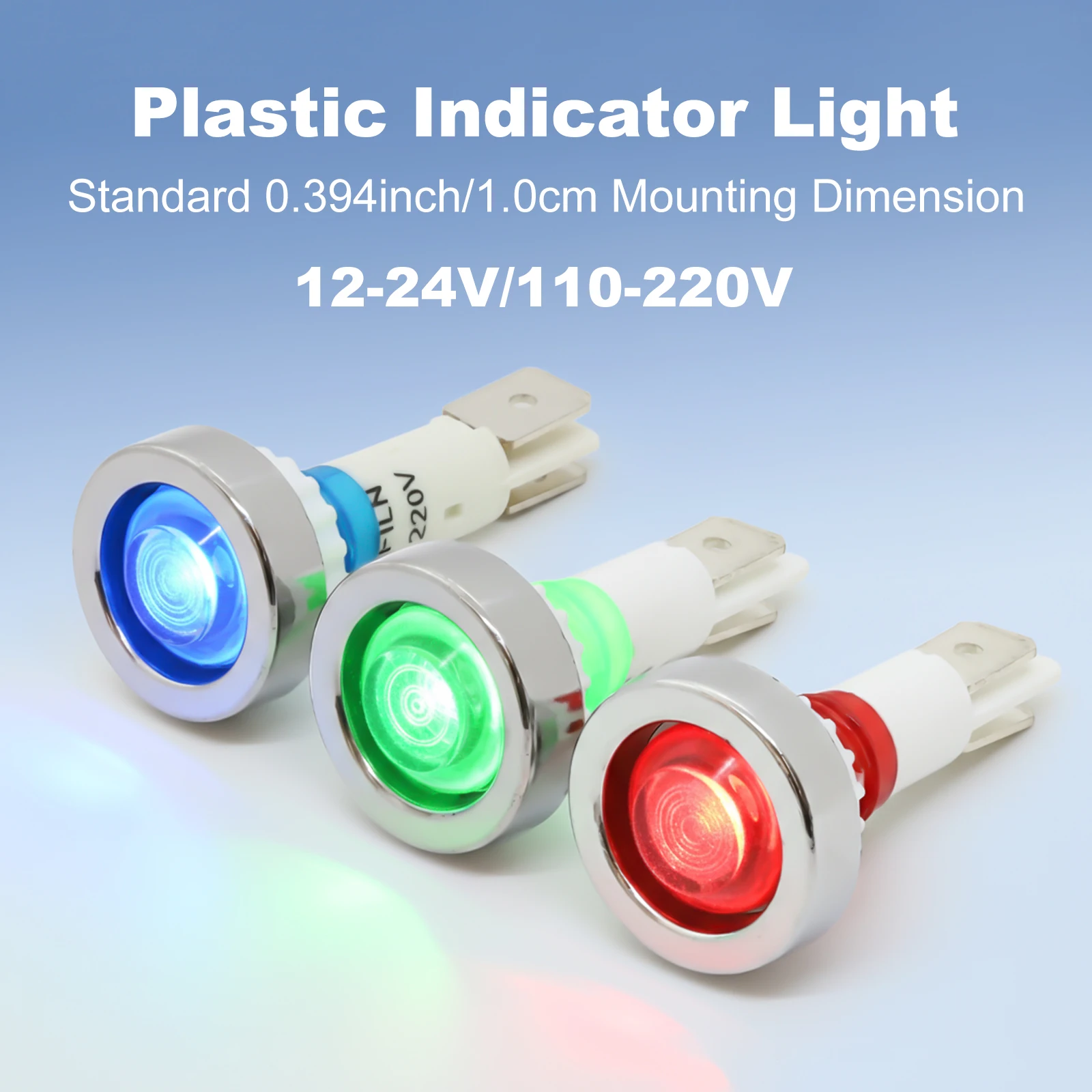 

FILN 4pcs 10mm Plastic Indicator Light 2pin Lightweight Corrosion Resistant & Insulated for Commercial Kitchen High Red Green