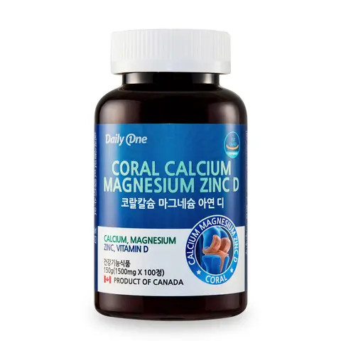 데일리원 코랄 칼슘 마그네슘 아연 비타민D 칼마디 영양제 1500mg X 100정