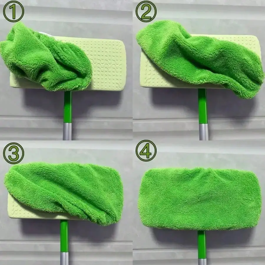 4Pcs Green Mop Pads | Absorbent Reusable Cleaning Pads for Home Office | Dry Wet Dust Removal Multifunctional Easy Clean