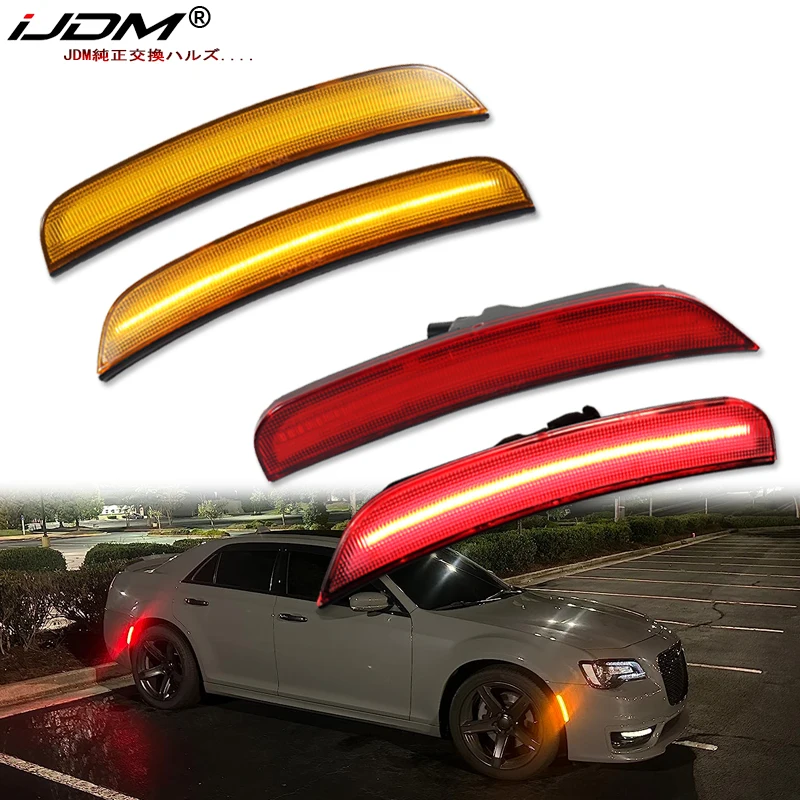 \\For Chrysler 300 Front Rear Bumper LED Side Fender Marker Light Parking Light Front Amber Turn Signal Lights 2015-2021 12V