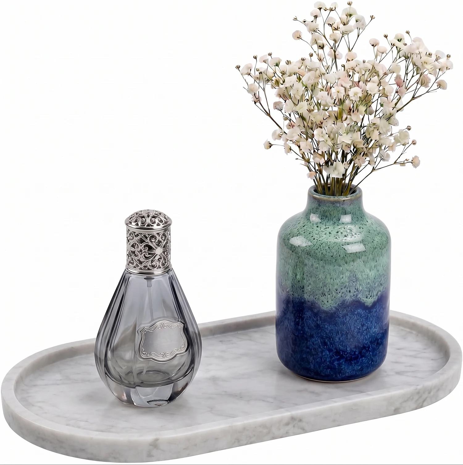 Bathroom Vanity Tray, Oval Soap Dispenser Tray, 10