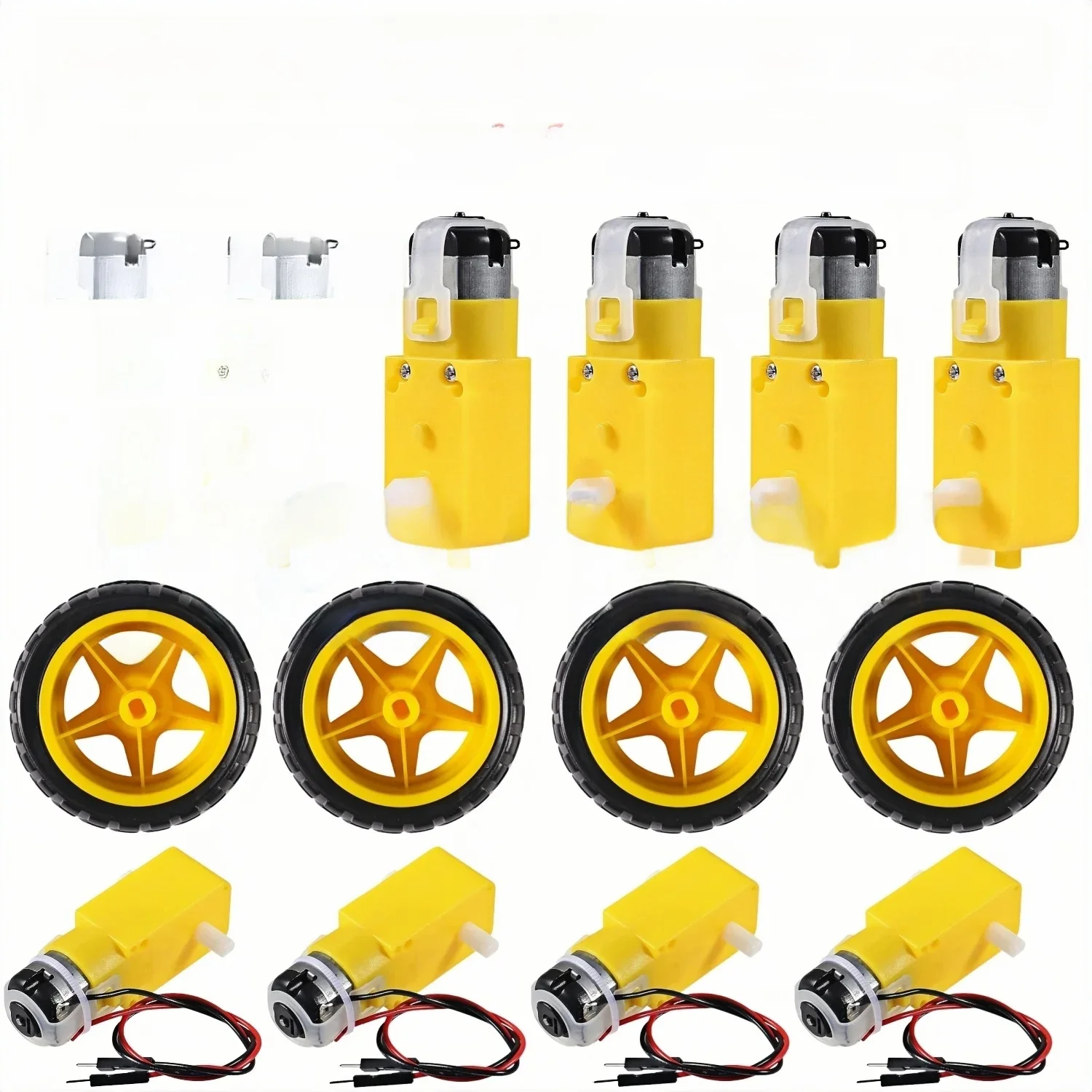 4PCS Silnik elektryczny DC + plastikowy silnik TT Koło opony 3-6V Silnik z podwójnym wałem Silnik z przekładnią magnetyczną TT do Arduino Smart Car — zdjęcie produktu 7