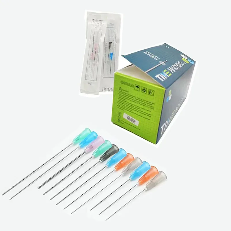 Jeringa desechable de fábrica Mirco, cánula de aguja de punta roma para relleno de belleza, 18g, 22g, 25g, 50mm, 70mm