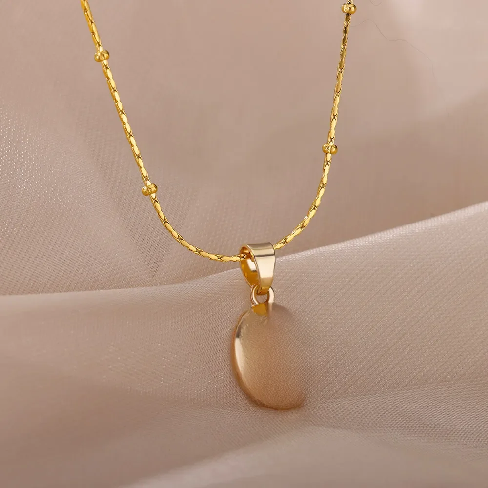 Collier ovale en pierre opale pour femmes, en acier inoxydable, couleur or, pendentif en pierre ovale, bijoux esthétiques de mariage, cadeau