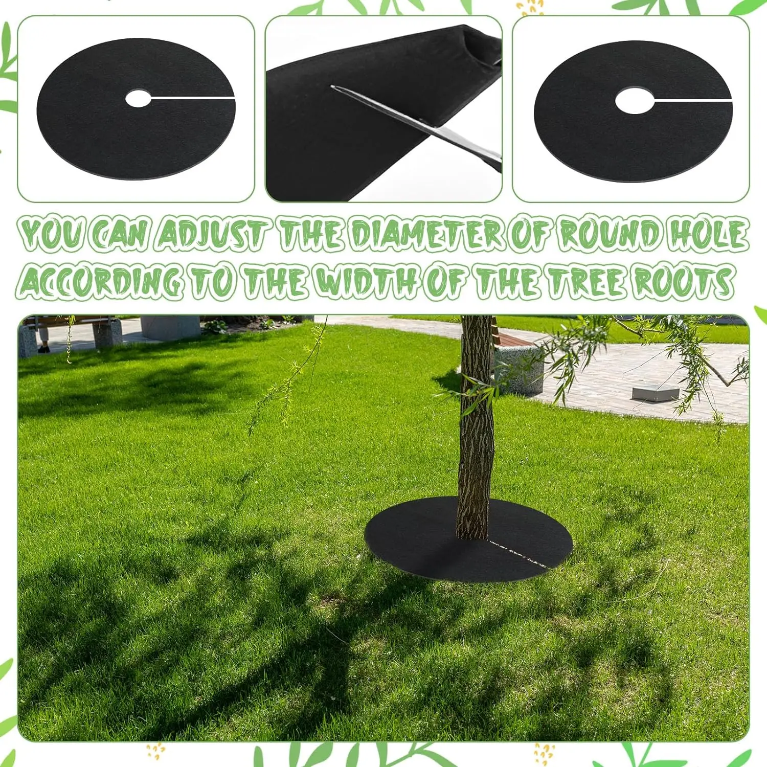 6/12Pcs Non-Woven Tree Mulch Ring Weed Barrier Mat Plant Cover Anti Weed Control Gardening Fabric Root Protector Landscape