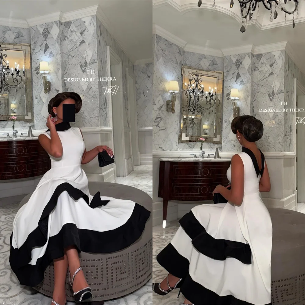 

Customized Classic White Jersey Evening Dress Elegant Crew Neck Short Sleeves Homecoming Dress Delicate Special Occasion Gowns