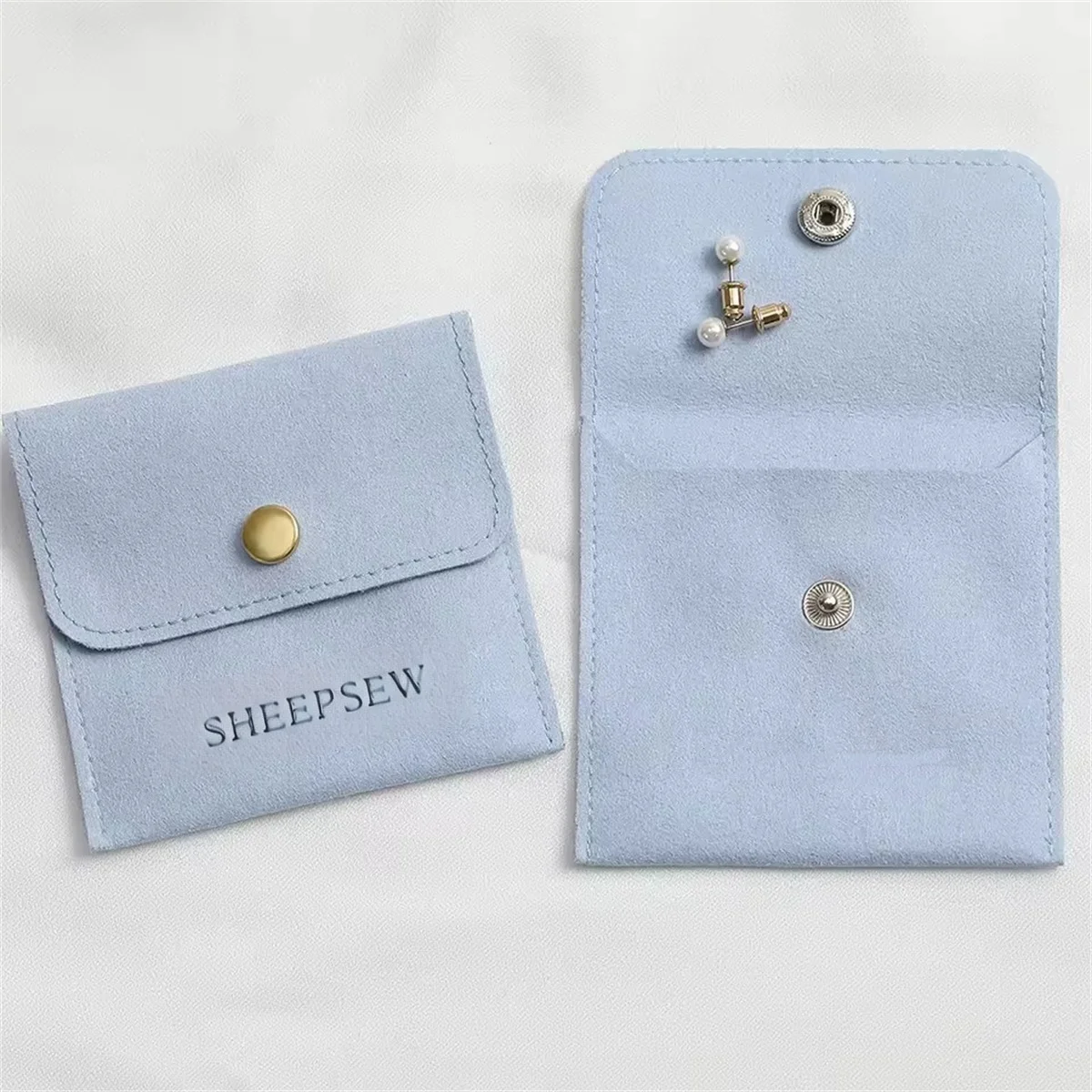 

20 Sheepsew ultra-fine fiber jewelry bag, velvet jewelry packaging bag with button, personalized jewelry bag with logo