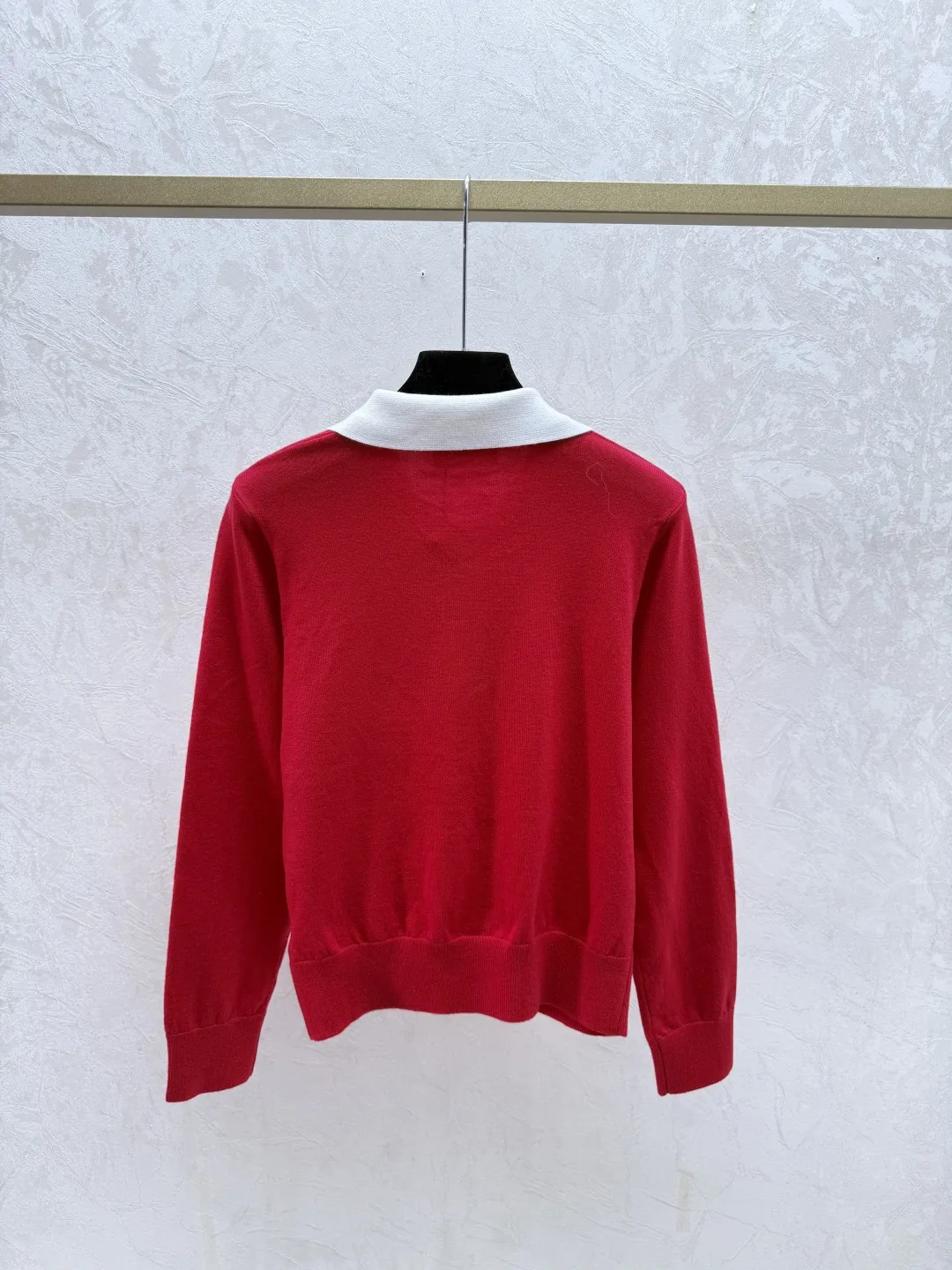 

New Women's Fashion Color-blocking Lapel Simple Knitted Long-sleeved Shirt
