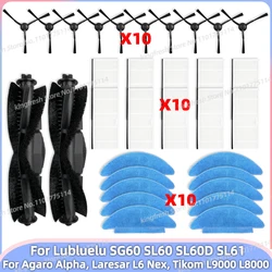 Compatible Para Lubluelu SG60 SL60 SL60D SL61, Agaro Alpha, Laresar L6 Nex, Tikom L9000 L8000 Piezas Rodillo Principal Cepillo Lateral Filtro Paño de Trapeador