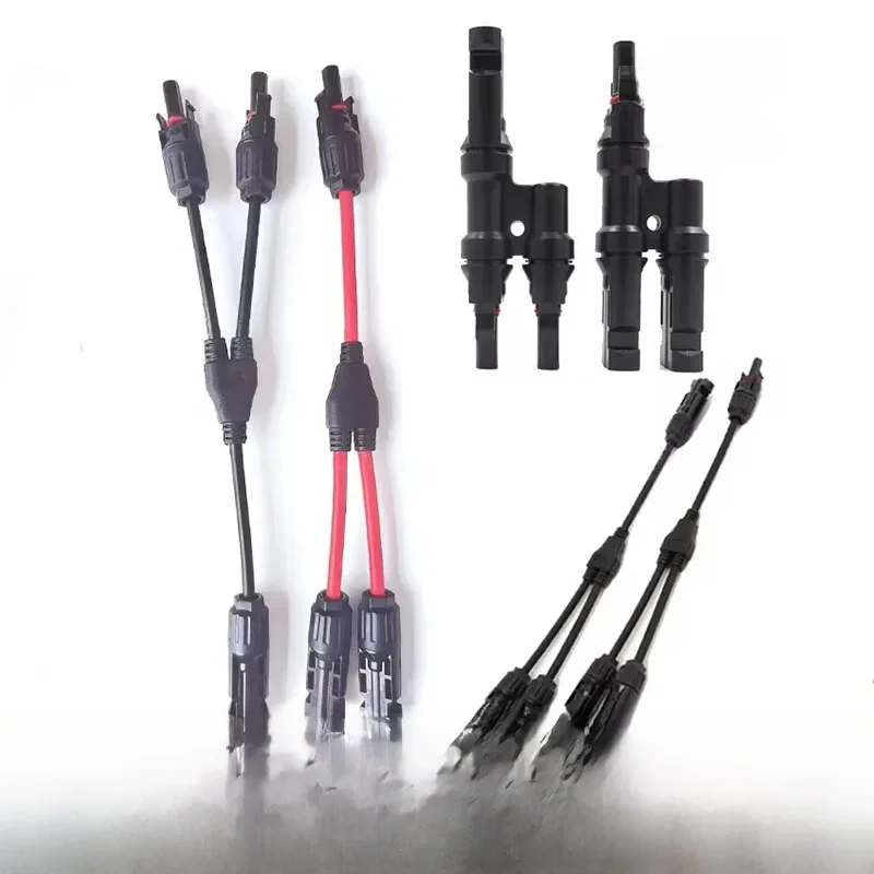 Solar PV Y T Branch Adapter Solars Panel Cables Connector With 4mm2 1000V 30A Solar Cable For PV system combiner box 2 in 1 out — 2