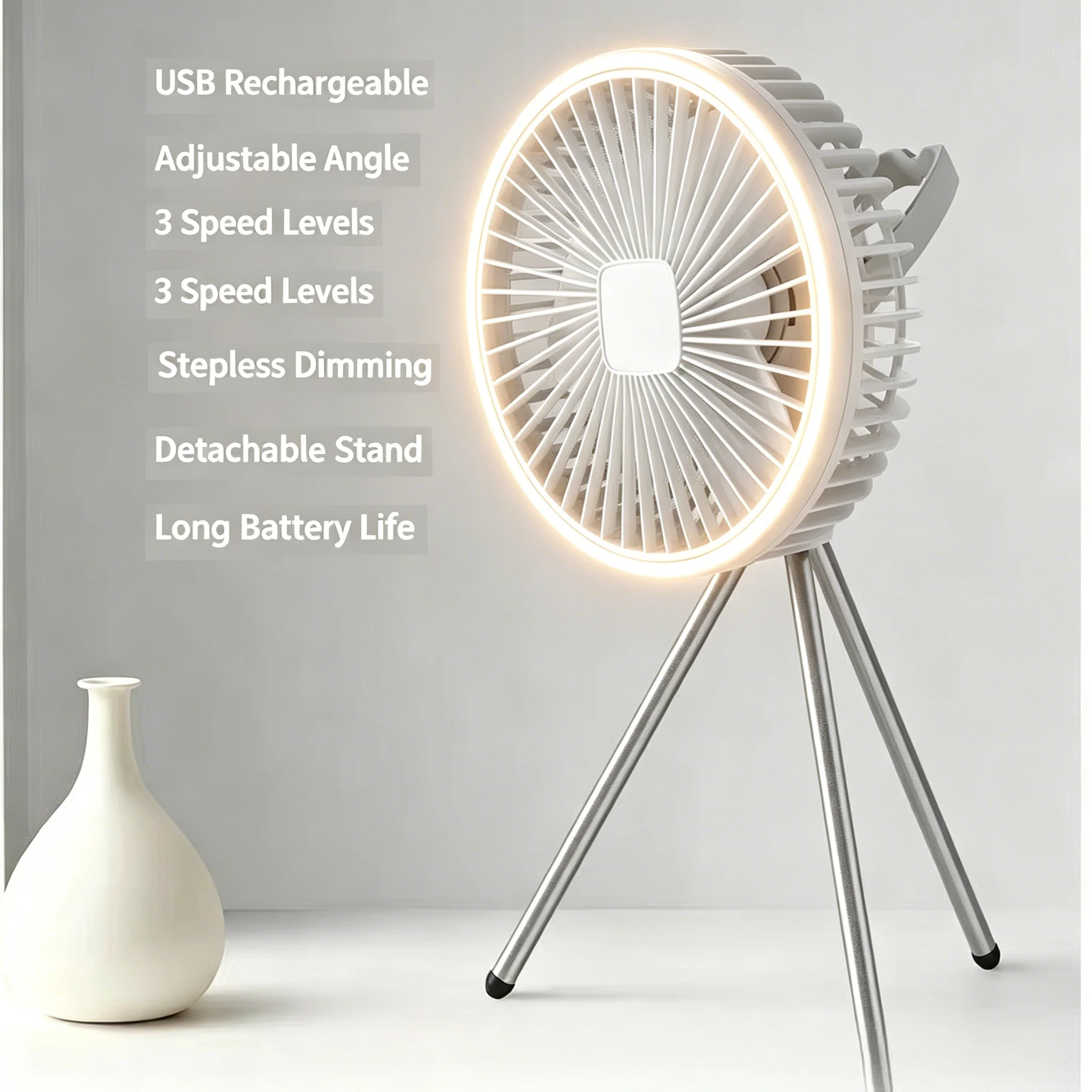 1200mAh Camping Fan Rechargeable Desktop Portable Circulator Wireless Ceiling Electric Fan with Power Bank Lighting chandelier
