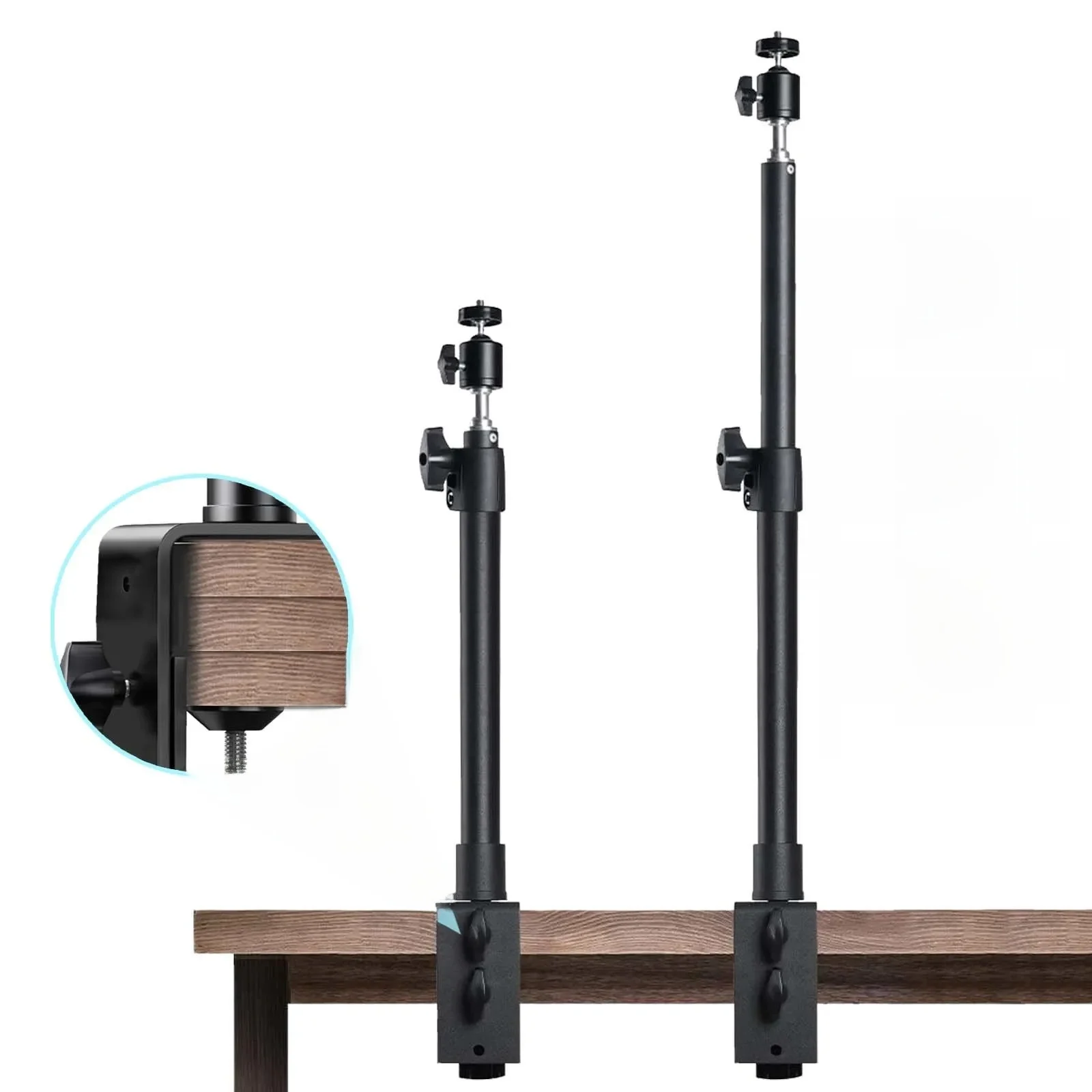 Stojak na biurko do aparatu DSLR C Clamp Light Stand Fotograficzny stojak na latarkę z głowicą kulową do telefonu Video Ring Light Zoom — zdjęcie 2