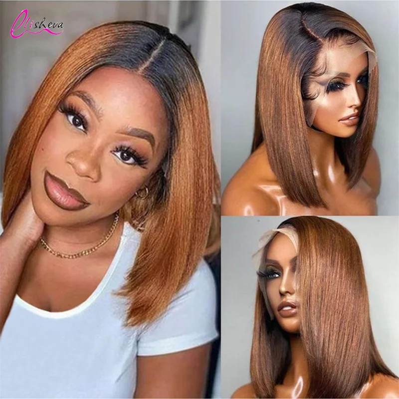 

Ombre Bob Wig Human Hair 180 Density 1B/30 Short Bob Wigs for Women 13x4 HD Lace Front Wig Glueless Pre Plucked with Baby Hair