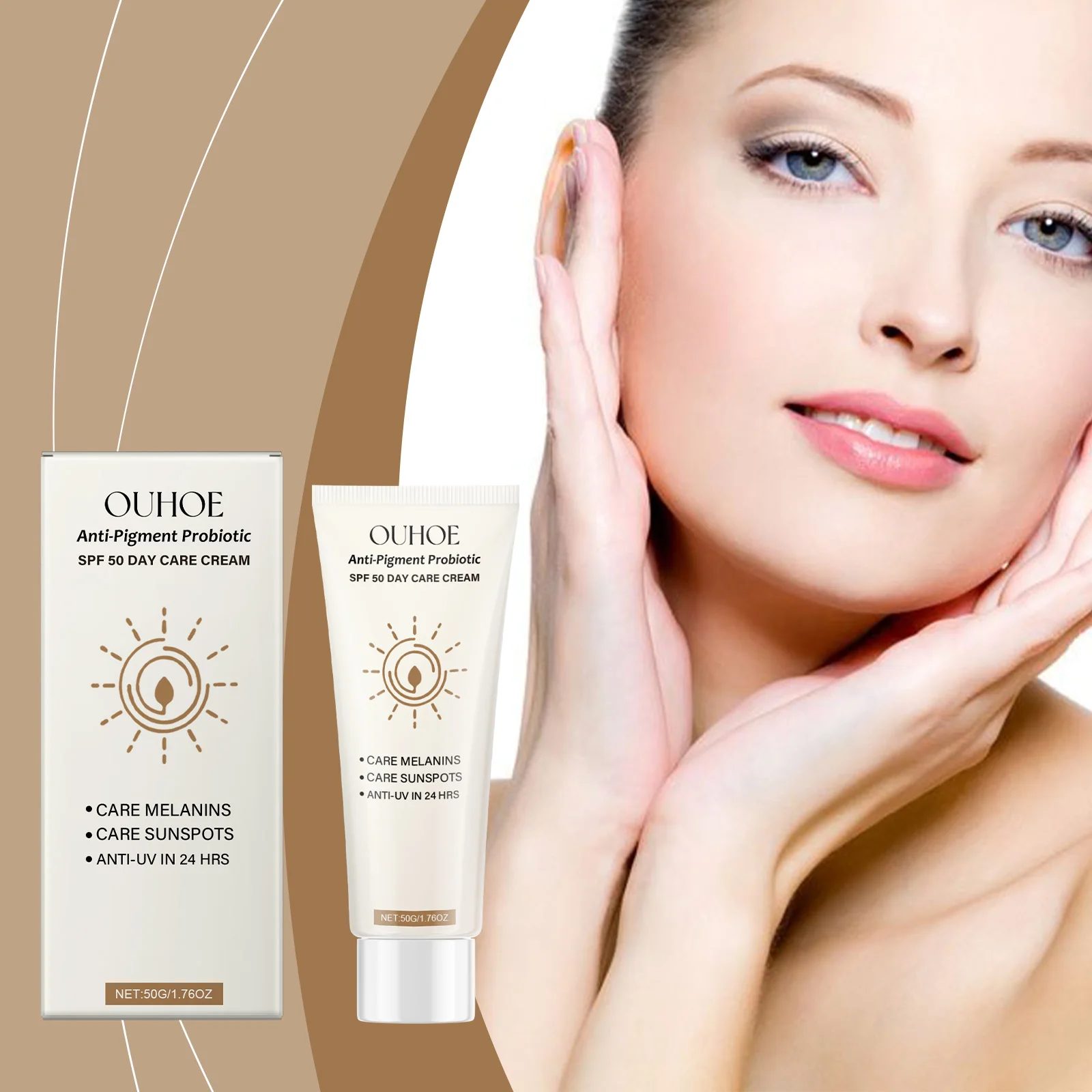 

Ouhoe 50g Spf50 Sunblock Cream Whitening Skin Summer Outdoor Sun Block Reduce Redness Anti Uv Moisturizer Oil Control Sunscreen