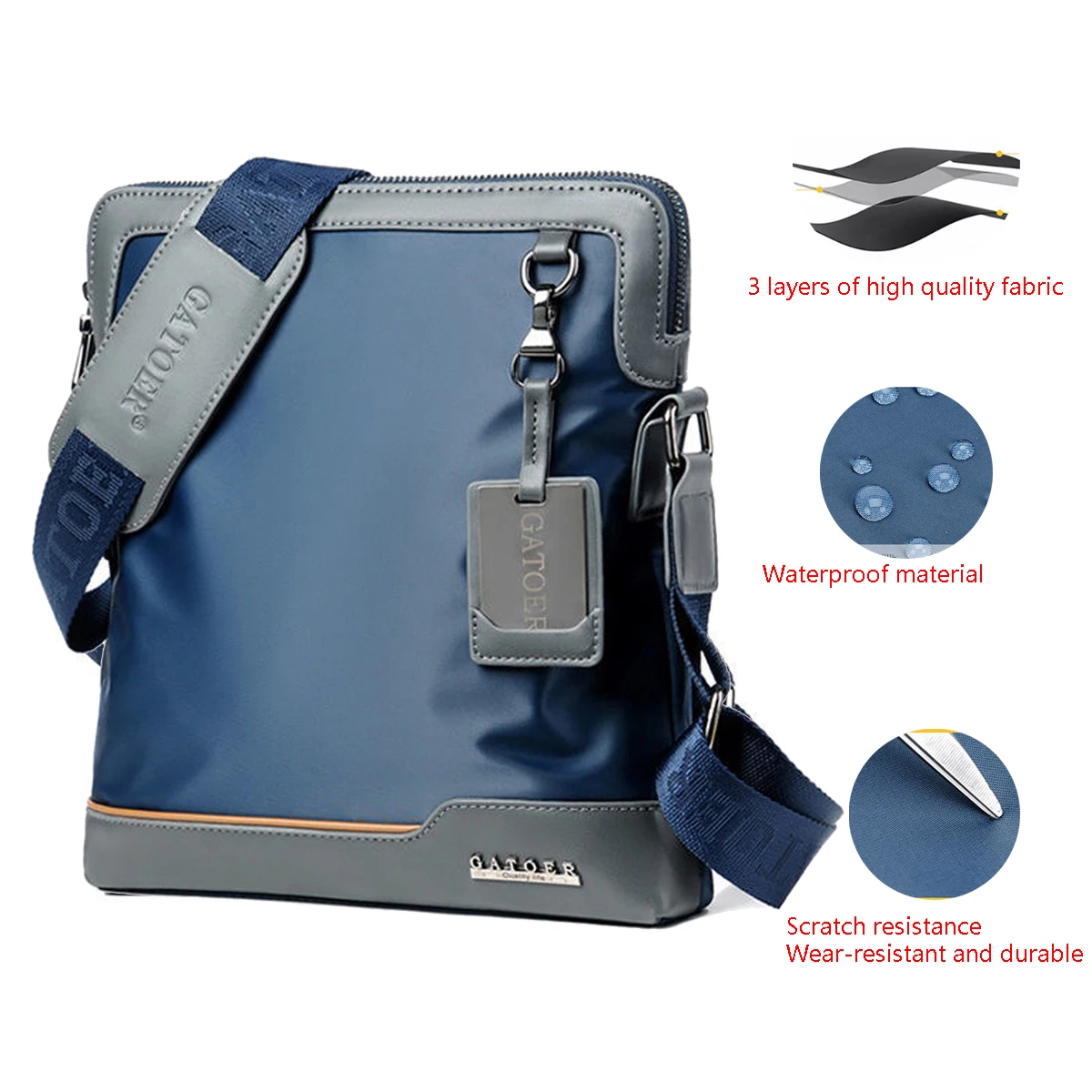 حقيبة كتف رجالية ذات جودة عالية من البولي يوريثان ذات سعة كبيرة، مقاومة للاهتراء ومتينة، حقيبة كروس بحزام كتف واسع #1