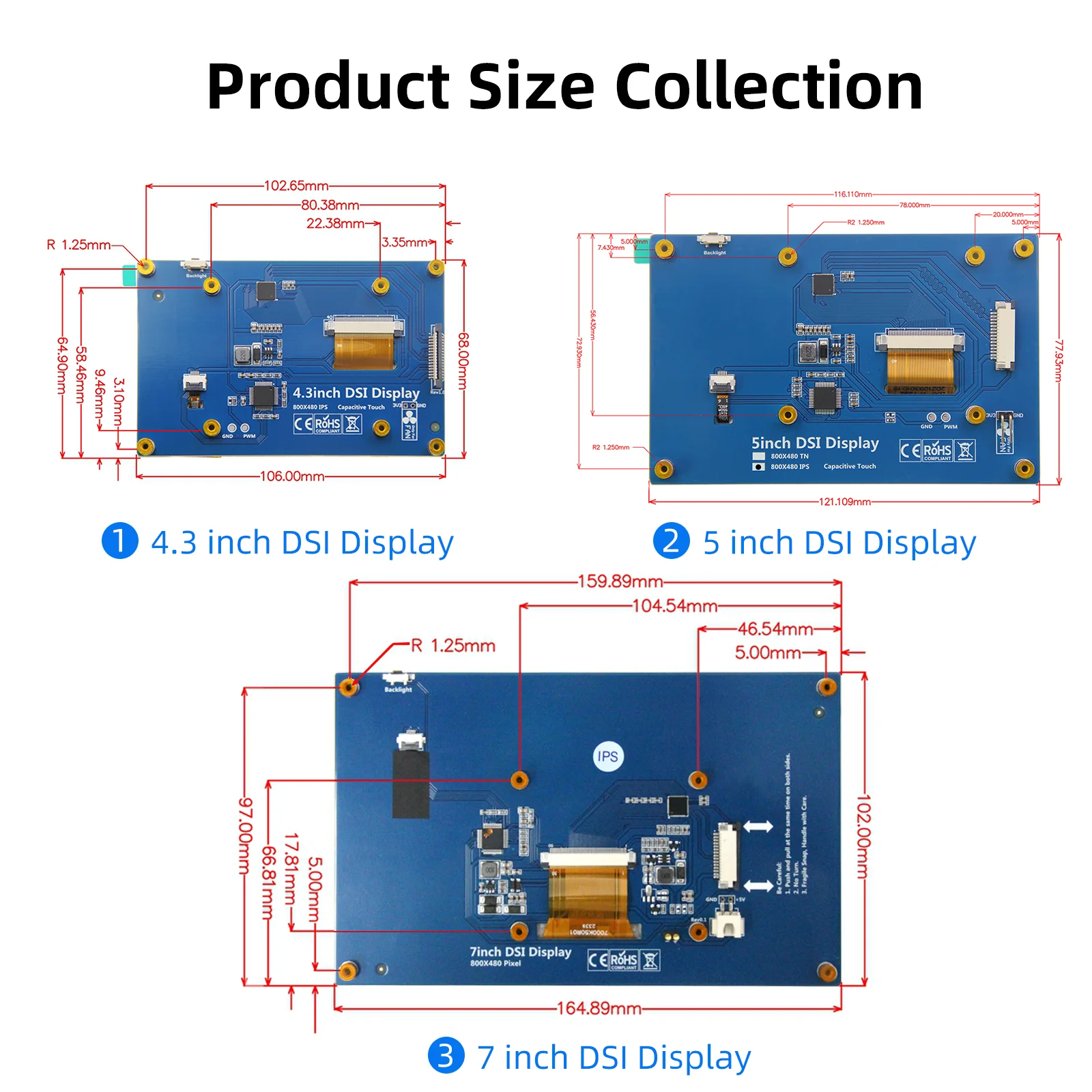 Imagem -06 - Ipistbit 4.3 Polegada Dsi Tela de Toque Lcd Portátil Capacitivo Monitor Touchscreen 800x480 para Raspberry pi 3b Mais 2