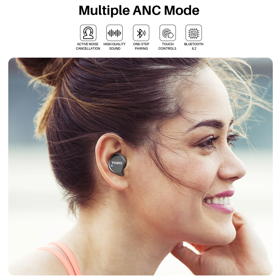 TOZO 2022 NC9 Pro auricolari Blutooth Wireless con cancellazione attiva del rumore, auricolari impermeabili IPX6 con sintonizzazione EQ
