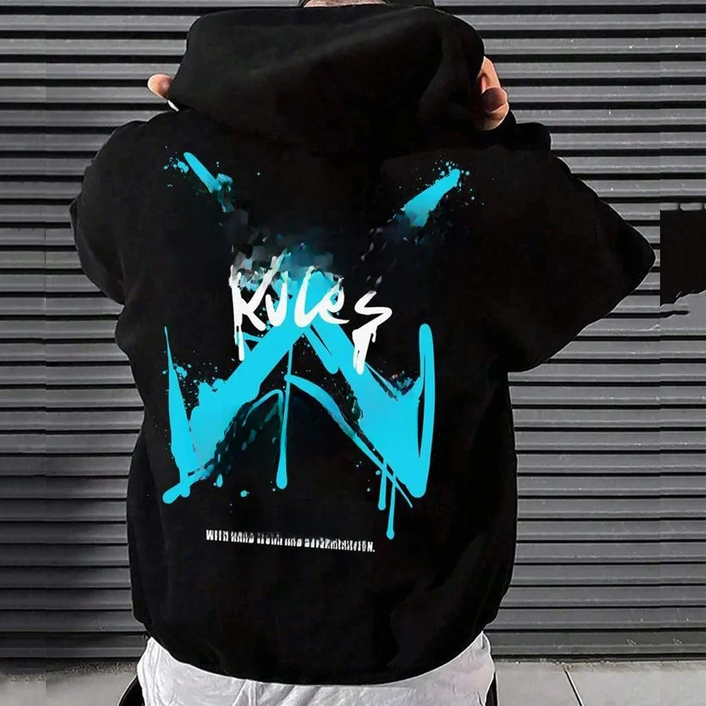 Bluzy z nadrukiem dla mężczyzn Casual bluzy z kapturem z długim rękawem Hip Hop bluza z kapturem w stylu Harajuku Y2k męskie topy bluzy unisex — zdjęcie 2