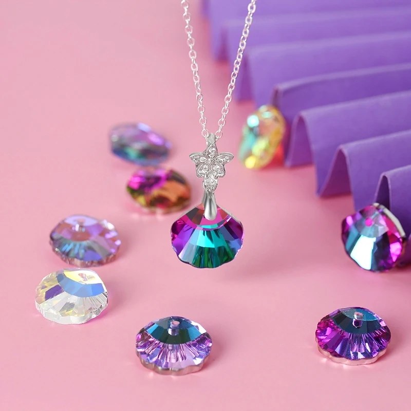 12/24PCS 16mm Crystal Glass Beads for Jewellery Making Supplies Shell Shape AB Color Jewelry Beads Pendant DIY Necklace Earrings