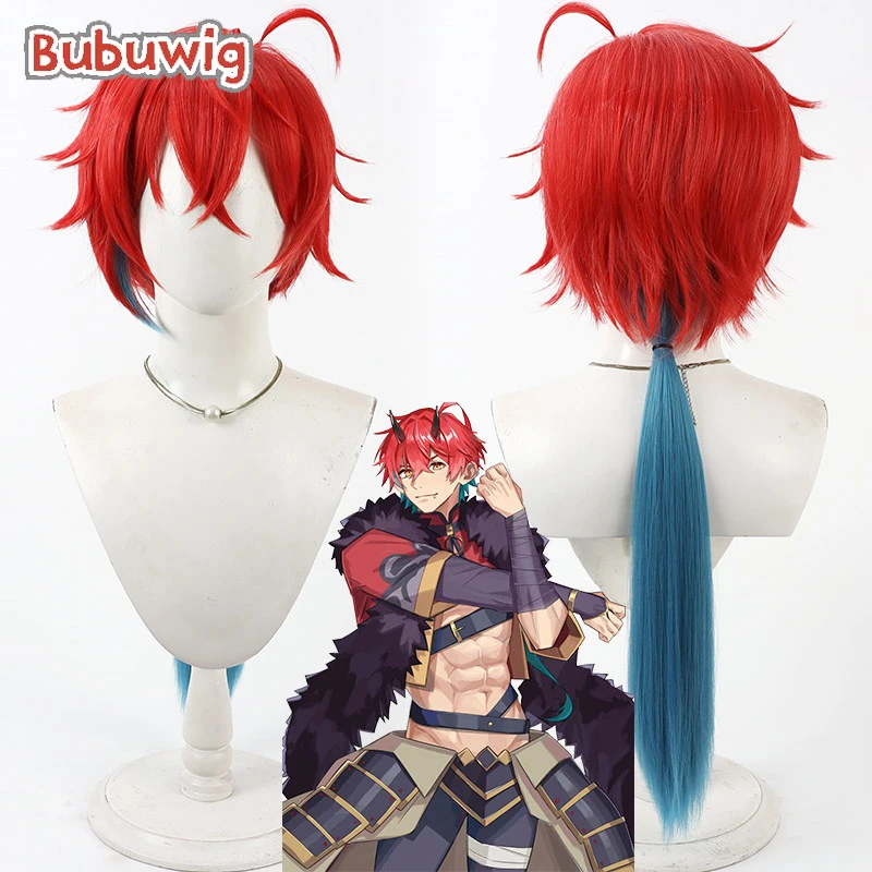 

Bubuwig Synthetic Hair Mikado Akira Cosplay Wigs Cosmic Princess Kaguya! Mikado Akira Long Red Mixed Blue Wig Heat Resistant