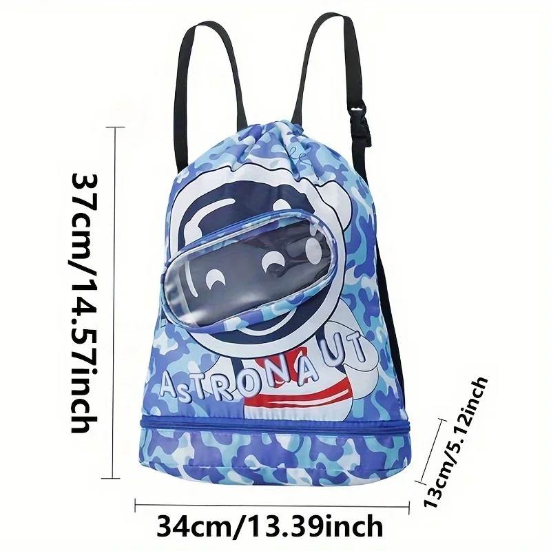 Children\'s Cartoon Swim Bag Waterproof Storage Bag Beach Bag Drawstring Beam Mouth Backpack Dry and Wet Separation Washing Bag