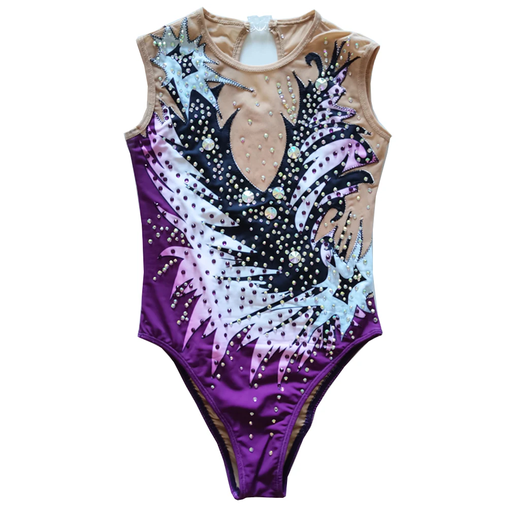 LIUHUO-Maillot de bain de compétition de natation synthétique, maillot de bain de performance, professionnel, sur mesure, violet