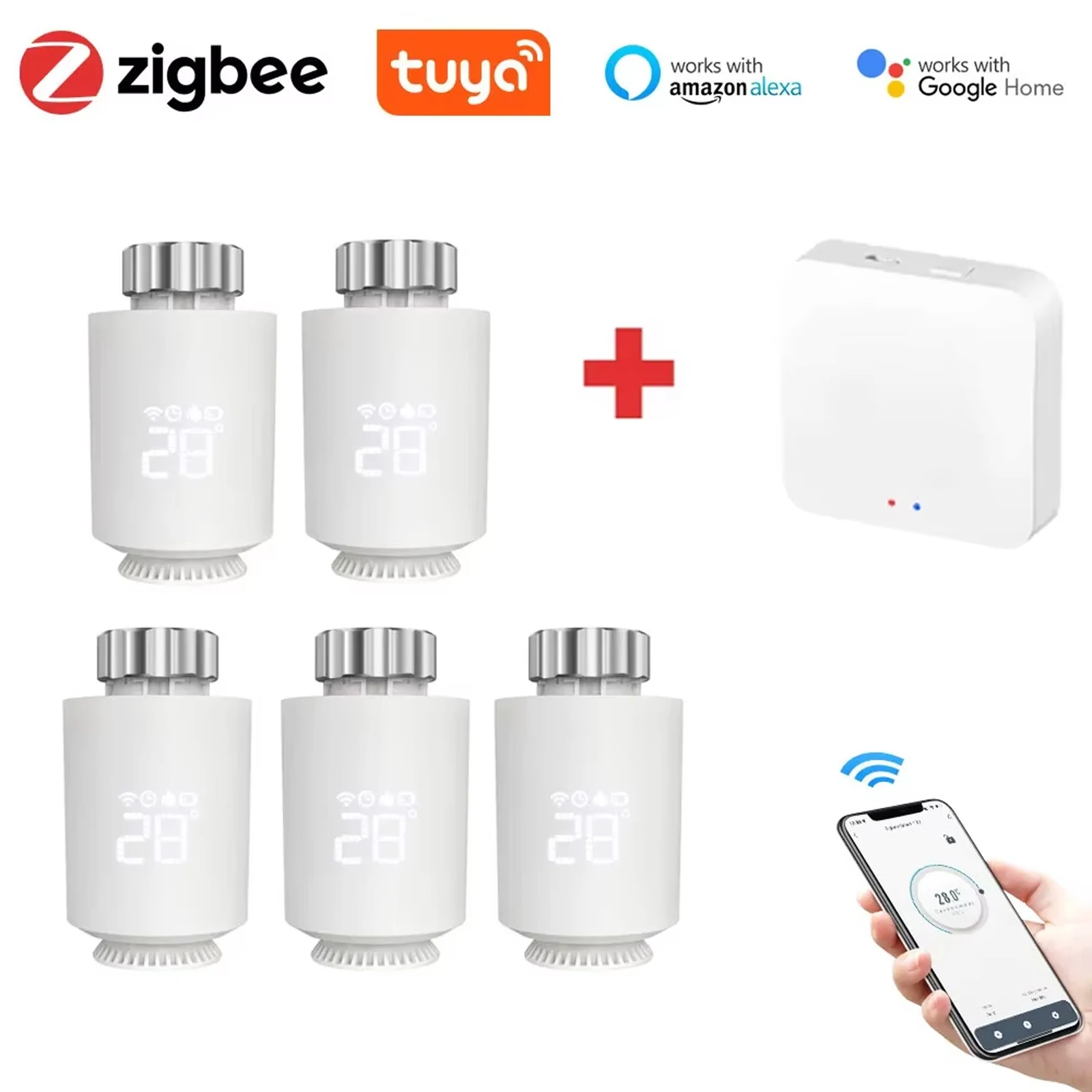 Tuya ZigBee ? actionneur de radiateur, Thermostat intelligent TRV, vanne thermostatique, r�gulateur de temp�rature, compatible avec Alexa Google Home TRV06