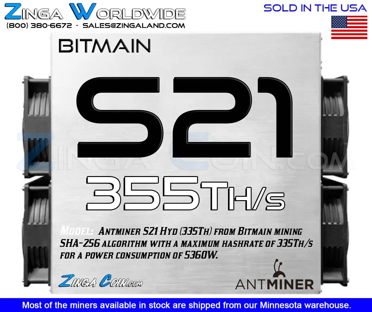 SH PROMO BUY 2 GET 1 FREE Bitmain Antminer S21 Hyd 335Th/s BTC Miner ASIC BITCOIN Mining