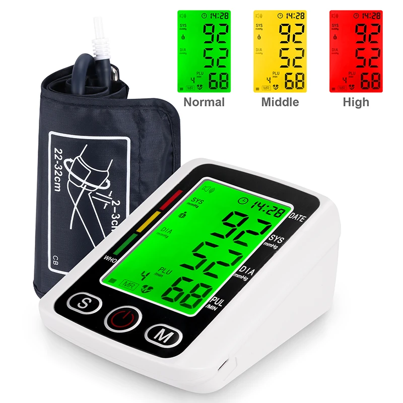 Professional Medical Portable Arm Blood Pressure Monitor Automatic Tonometer Digital Tensiometer Heart Rate Monitor Home Devices