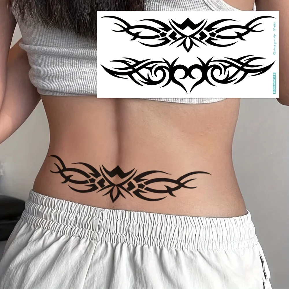 4 أوراق مثير البطن الخصر لصاقات وشم النساء غطاء ندبة لصاقات وشم مؤقت القبلية زهرة فراشة الوشم القابل للتصرف #2