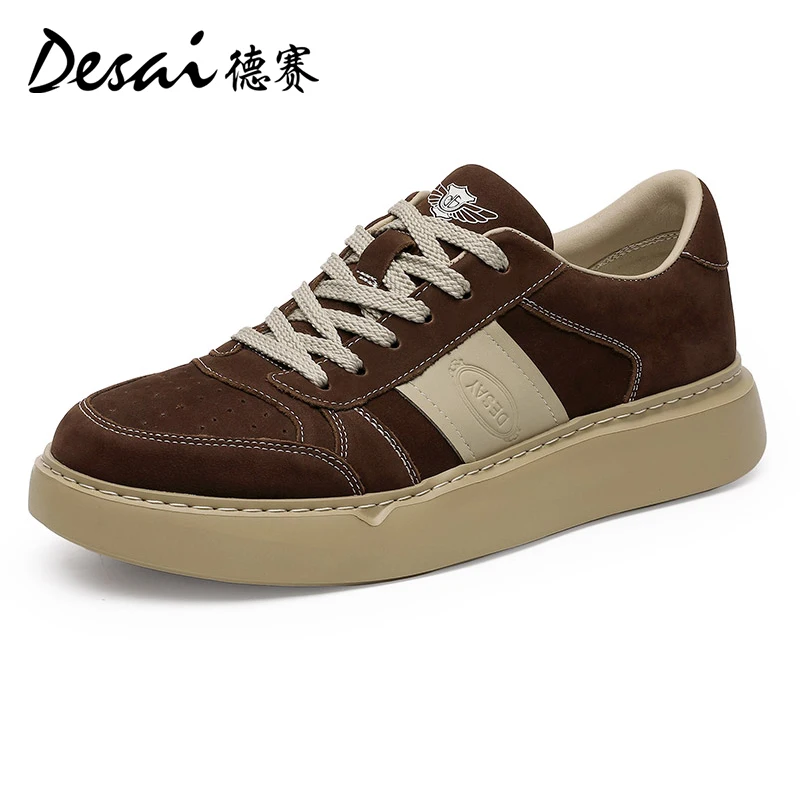 Desai Thick Sole Board Shoes Men\'s Summer New Genuine Leather Lightweight Casual Shoes Retro Versatile Breathable ShoeDS3007