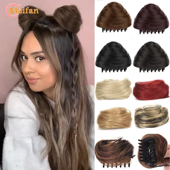 MEIFAN sentetik pençe Chignon yarım yukarı yarım aşağı üst saç Bun Donut Scrunchies Hairtail uzatma at kuyruğu klip etrafında sarın