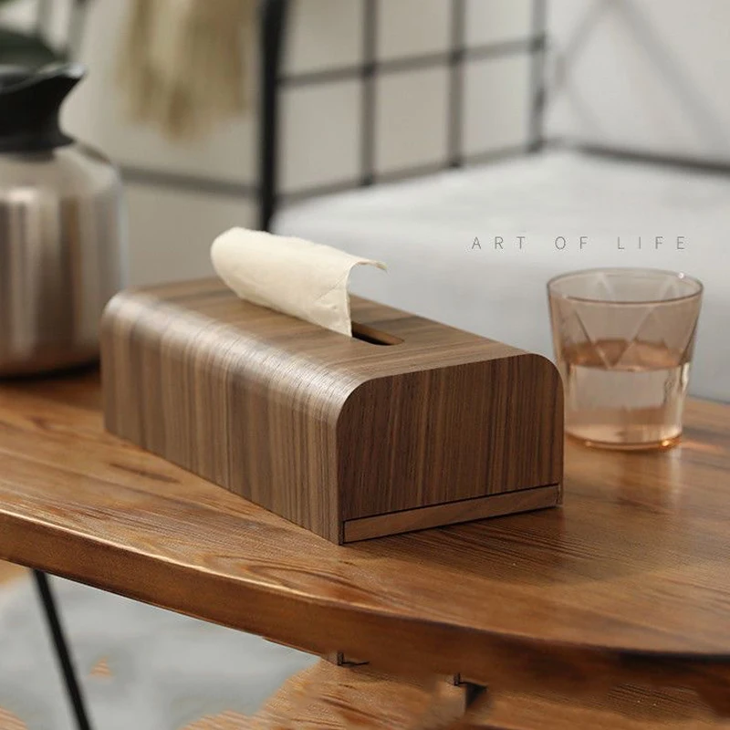 

Walnut Wood Tissue Box Simple Living Room Bathroom Paper Box Table Desktop Storage Solid Wooden Tissue Case Home Decor
