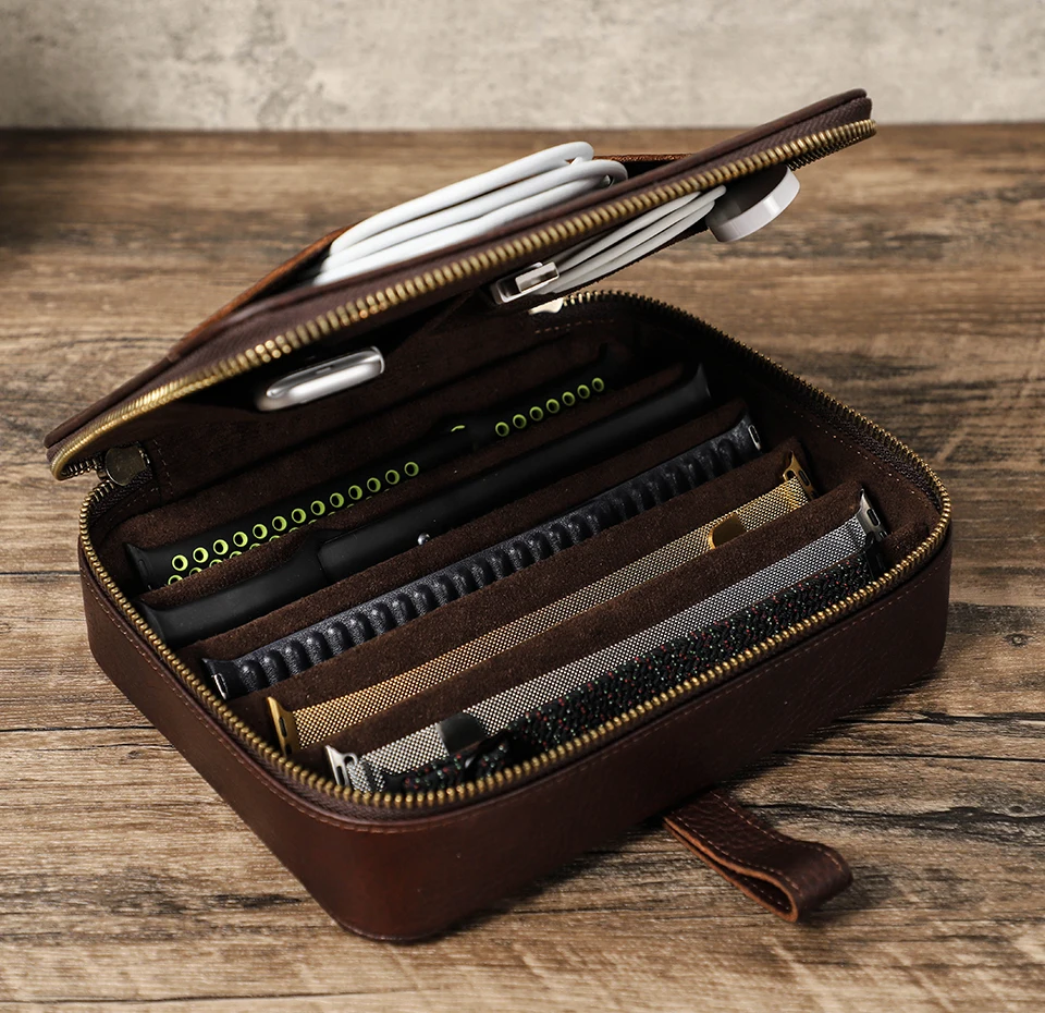 CONTACT'S FAMILY Luxuriöses Uhrengehäuse mit 6 Fächern, Aufbewahrungsbox, Uhrenarmband, tragbarer Reise-Organizer, Uhrenarmband, Werkzeugkoffer, Zubehör – Detail 7