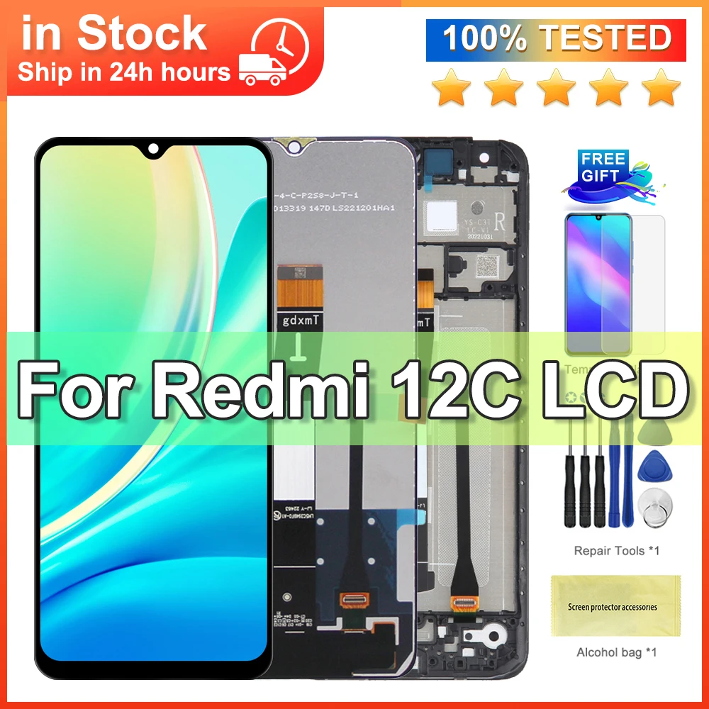 

ЖК-дисплей 6,71 дюйма для Xiaomi Redmi 12C, сенсорный экран, для Redmi 12C 22120RN86G, сменный ЖК-дисплей, с рамкой