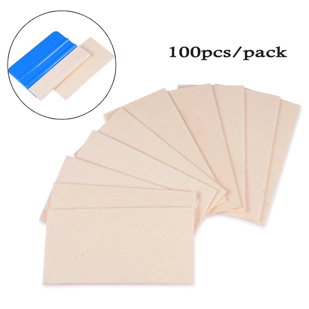 EHDIS 100pcs/Lot Wool Felt Cloth for Plastic Hard Card Squeegee Car Vinyl Film Wrap Scrapper Protective Fabric Window Tint Tool