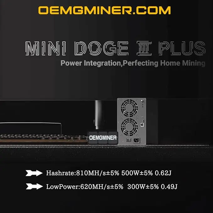 KIC New Goldshell Mini Doge III Plus ASIC Miner لـ Doge Coin & LTC Hashrate 810M 500W Power مع سلك طاقة اشتر 2 واحصل على 1 مجانًا #3