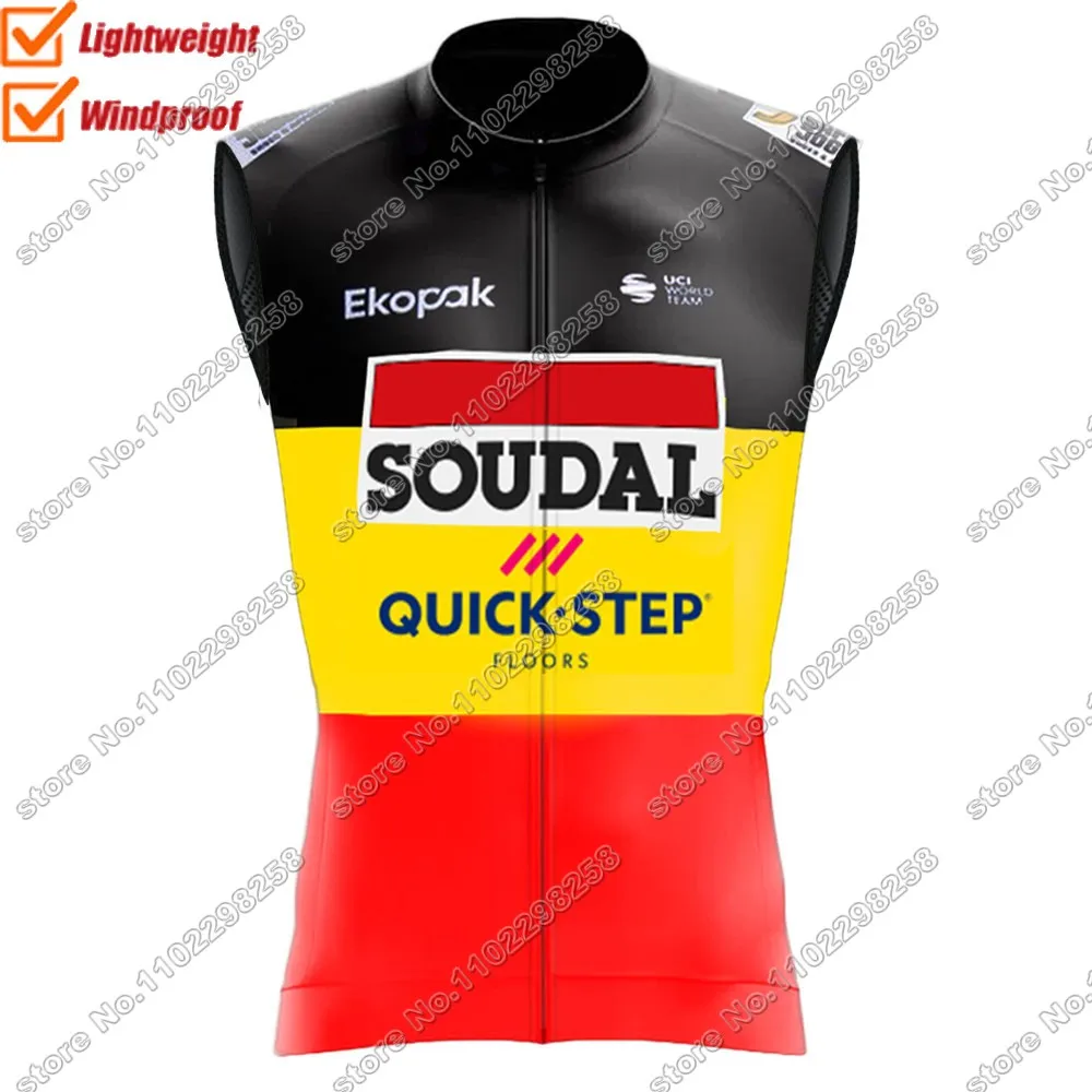 Team Soudal Quick Step 2024 Wind Vest Cycling Vest Windproof Lightweight Race Road Cycling Jersey Sleeveless MTB Ropa gilet Ropa