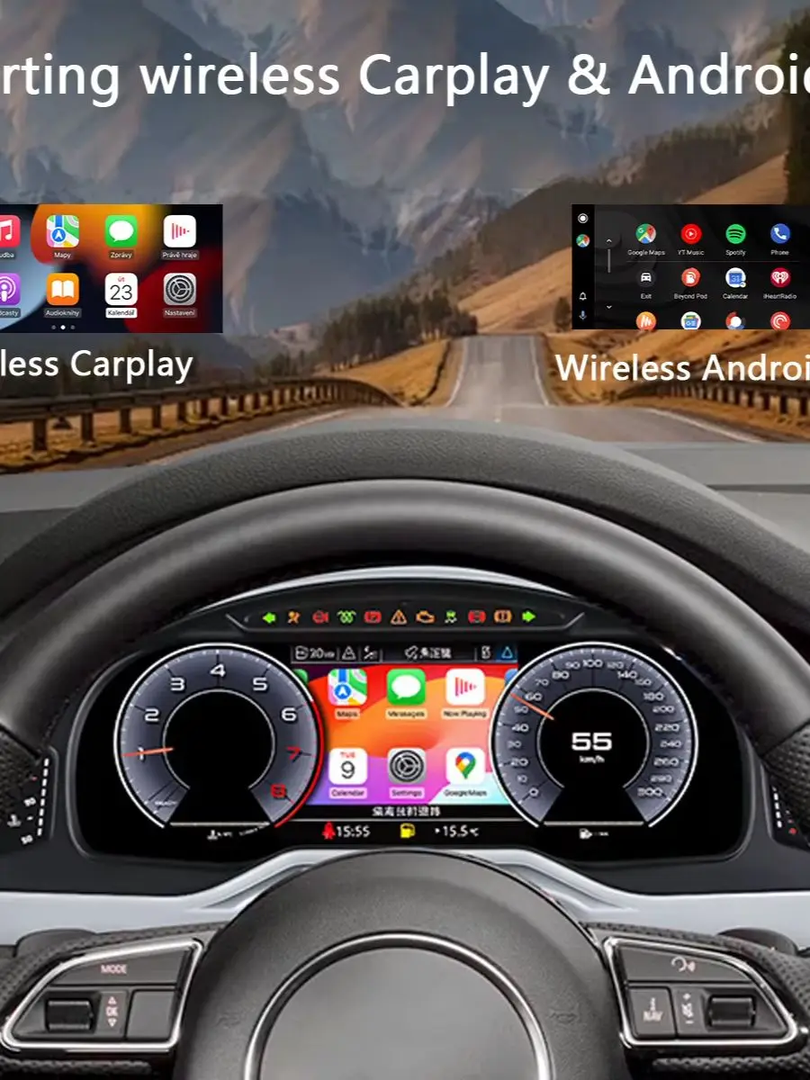 12,3-Zoll Digitales Kombiinstrument für Audi Q7 2006-2015 Virtuelles Cockpit LCD-Armaturenbrett Ersatz mit Drahtloser Funktion