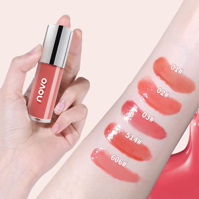 Mirror Glossy Lip Gloss Moisturizing และ Long-Lasting Non-Stick Cup ลิปสติก,สีเข้มข้น,blush, Brightening และ Plumping,