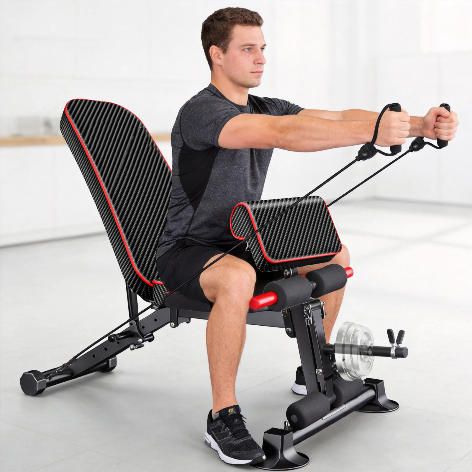 Multifunktionale Hantelbank Trainings-Fitnessbank 5-fach verstellbar. Gangverstellung für stabiles und effektives Ganzkörpertraining – Detail 19