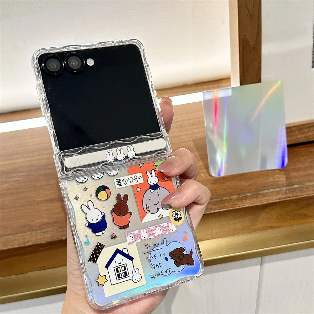Urocze etui na telefon z motywem słonia, króliczka Miffy, do Samsung Galaxy Z Flip6 7 FE Flip5 z osłonką na zawias, kawaii etui z misiem do zflip7 Funda — zdjęcie produktu 4