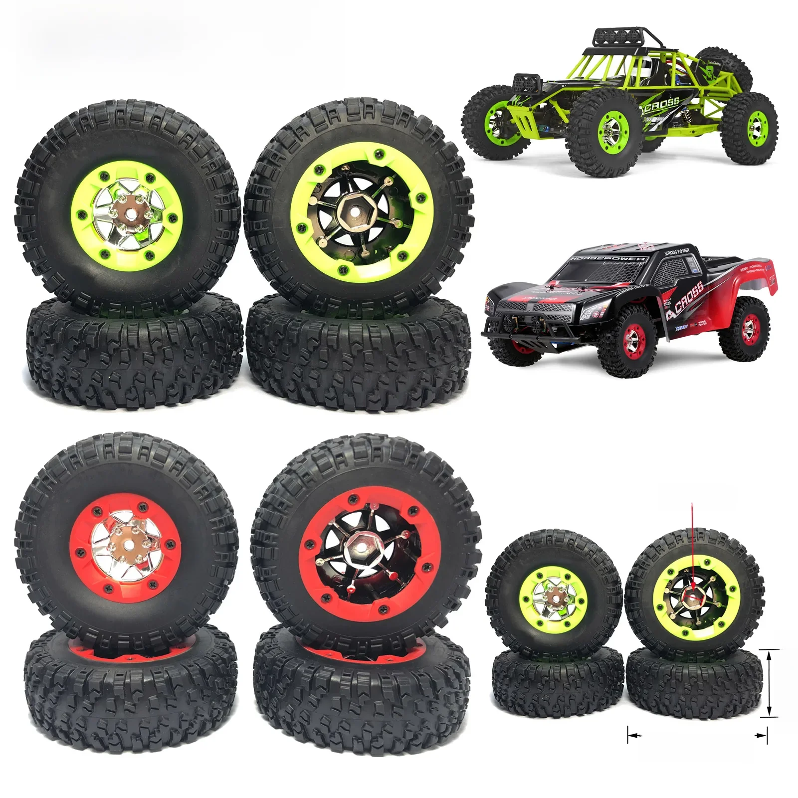 Wltoys – roues de voiture RC en caoutchouc, pneus originaux 12428 12423 124018 124019 144001 Voiture RC 1/12 FY03 01/02/03/04/05 Q39 Q40 Q46