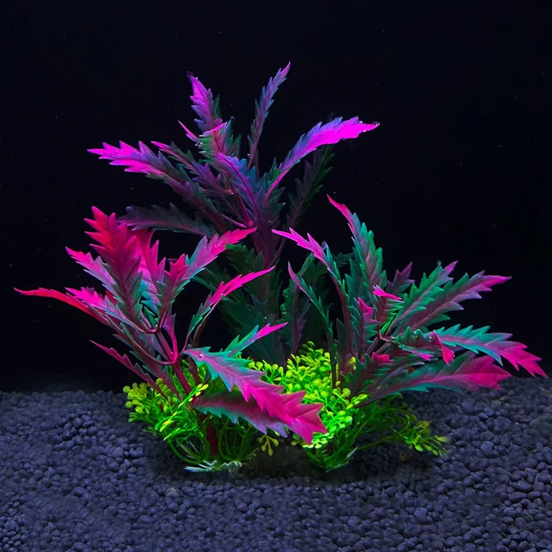 Plantas artificiais subaquáticas de plástico, para aquário, tanque de peixes, corte falso, visão,