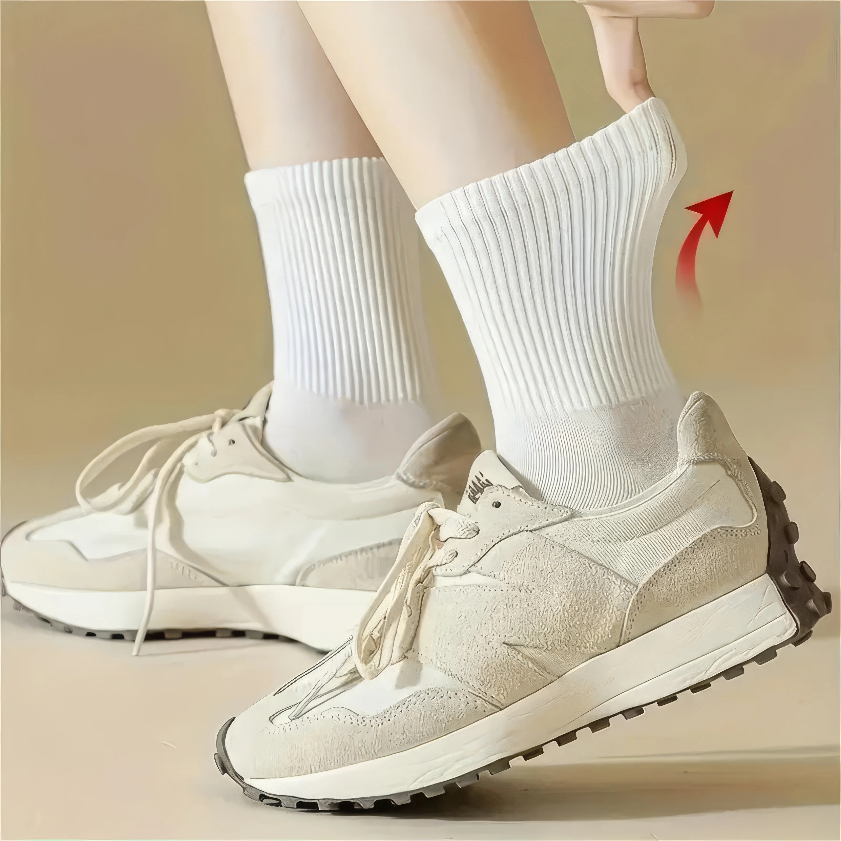 10 pares de meias casuais cáqui com padrões divertidos e tecido elástico respirável, adequadas para outono e presente