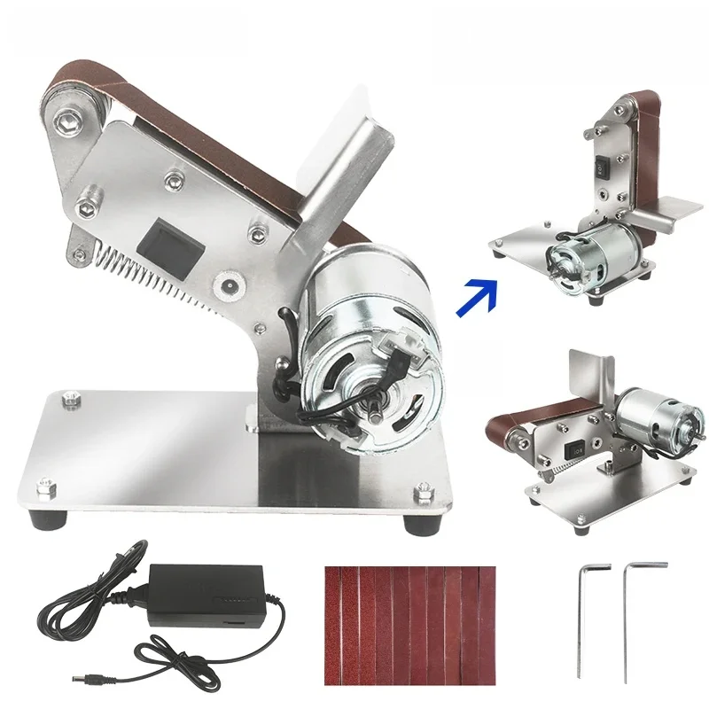 Belt Sander Grinder Adjustable Angle Belt Sander Machine Knife Cutter Edges Sharpener DIY Polishing Grinding 7 Speed Regulation