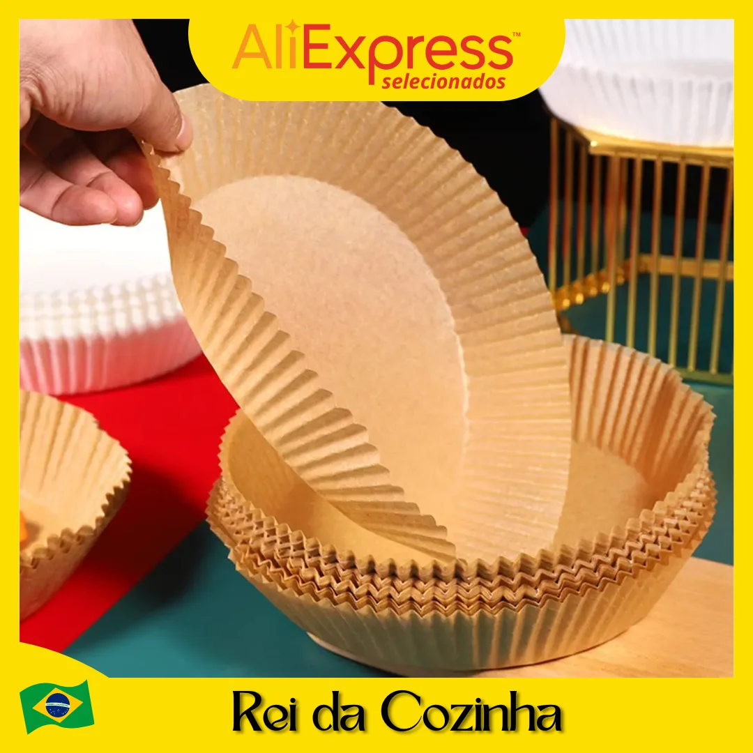 Kit com 100 formas descartáveis de papel para Air Fryer, forro Antiaderente para fritadeiras à ar