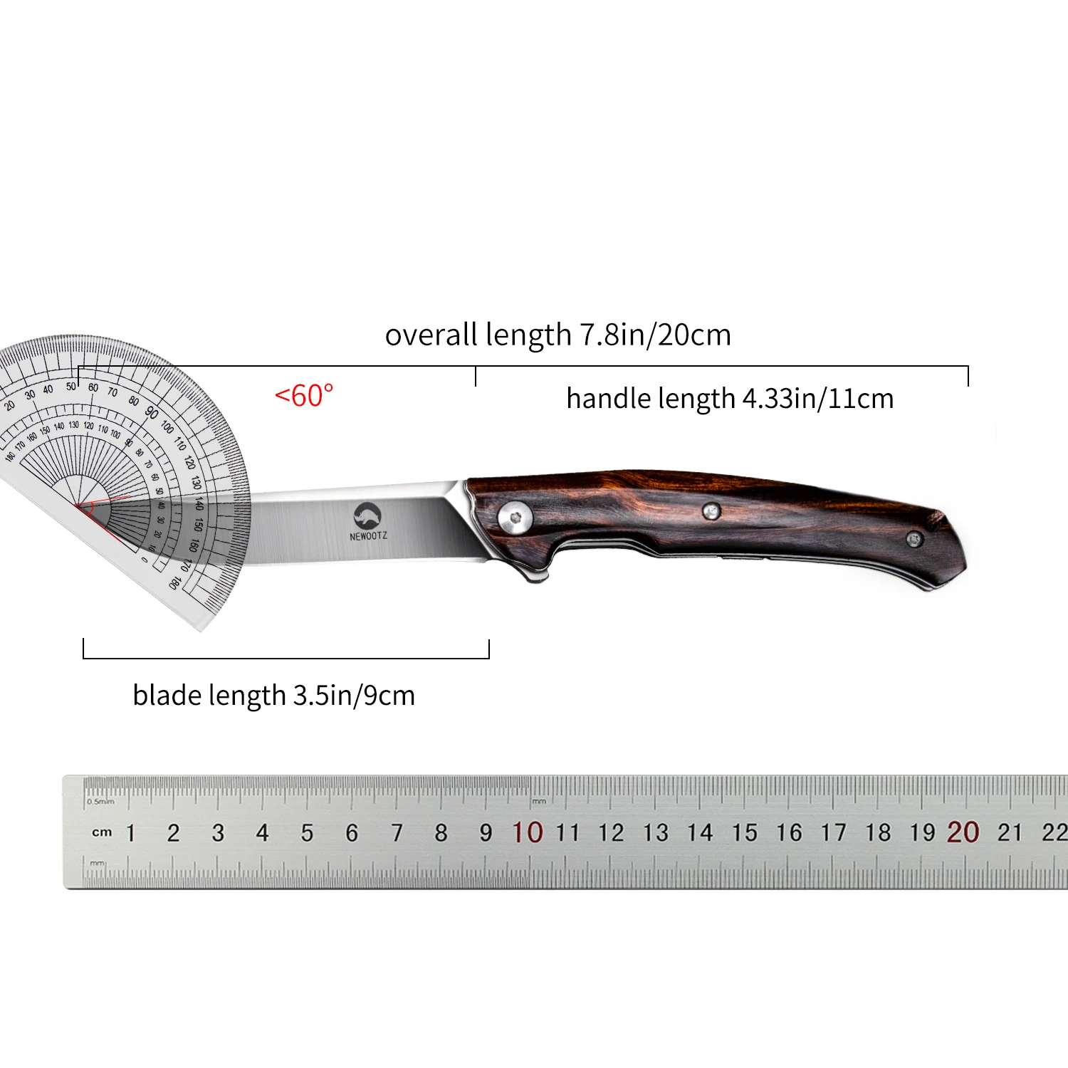 SpiritDeed M390 Steel Knife, Desert Ironwood Handle, Leather Sheath, 60HRC, Camping Outdoor Tool Gift Box